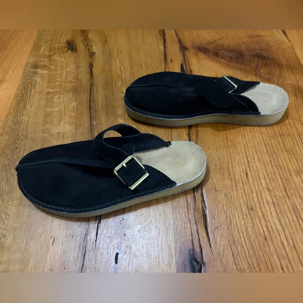 Clarks Originals Black Suede Slip-On Mules, Size 8.5